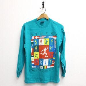 Vintage Athens Georgia 1996 Olympic Soccer Long SleeveT Shirt Medium
